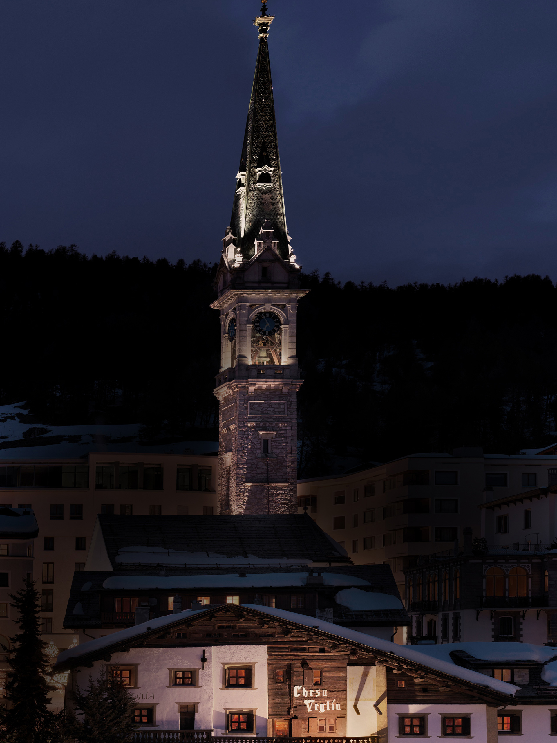 Badrutts Palace Food And Beverage Restaurants Chesa Veglia Pizzeria Heuboden Building Nightview