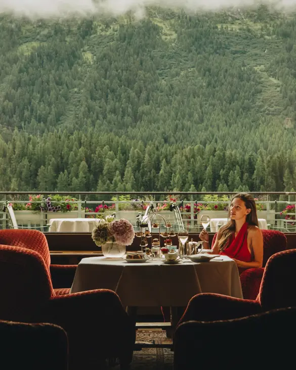 Badrutts Palace Food And Beverage A Perfect Day Le Grand Hall Afternoon Tea Waitress Mountain View