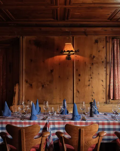 Badrutts Palace Food And Beverage Restaurants Chesa Veglia Pizzeria Heuboden Interior Table