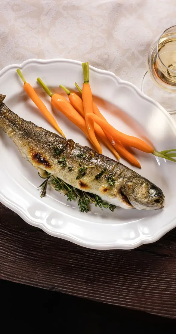 Badrutts Palace Food And Beverage Restaurants Chesa Veglia Patrizier Stuben Dish Fish