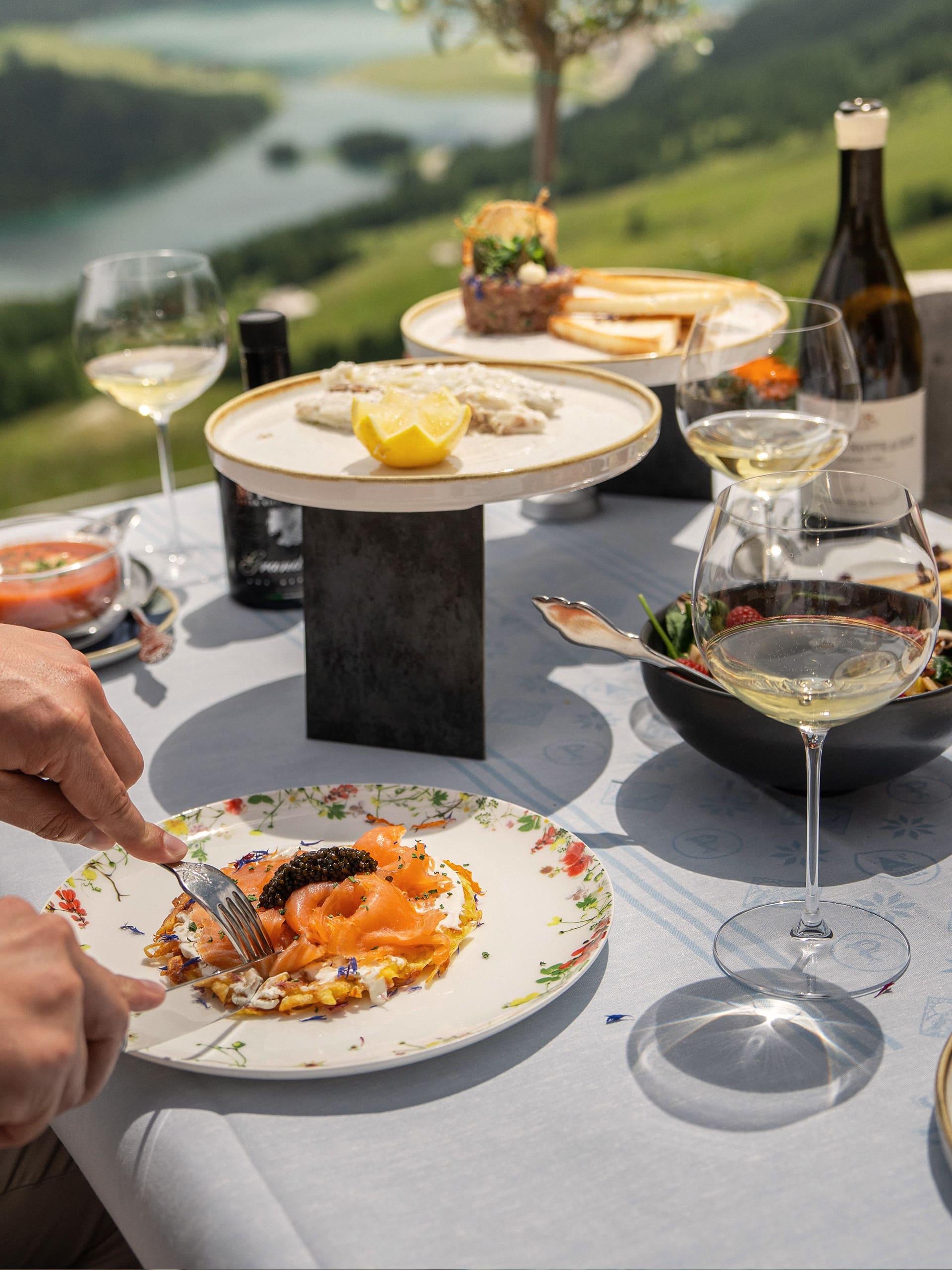 Badrutts Palace Food And Beverage Restaurants Clubs Paradiso Mountain Club Exterior Mountain View Summer Food