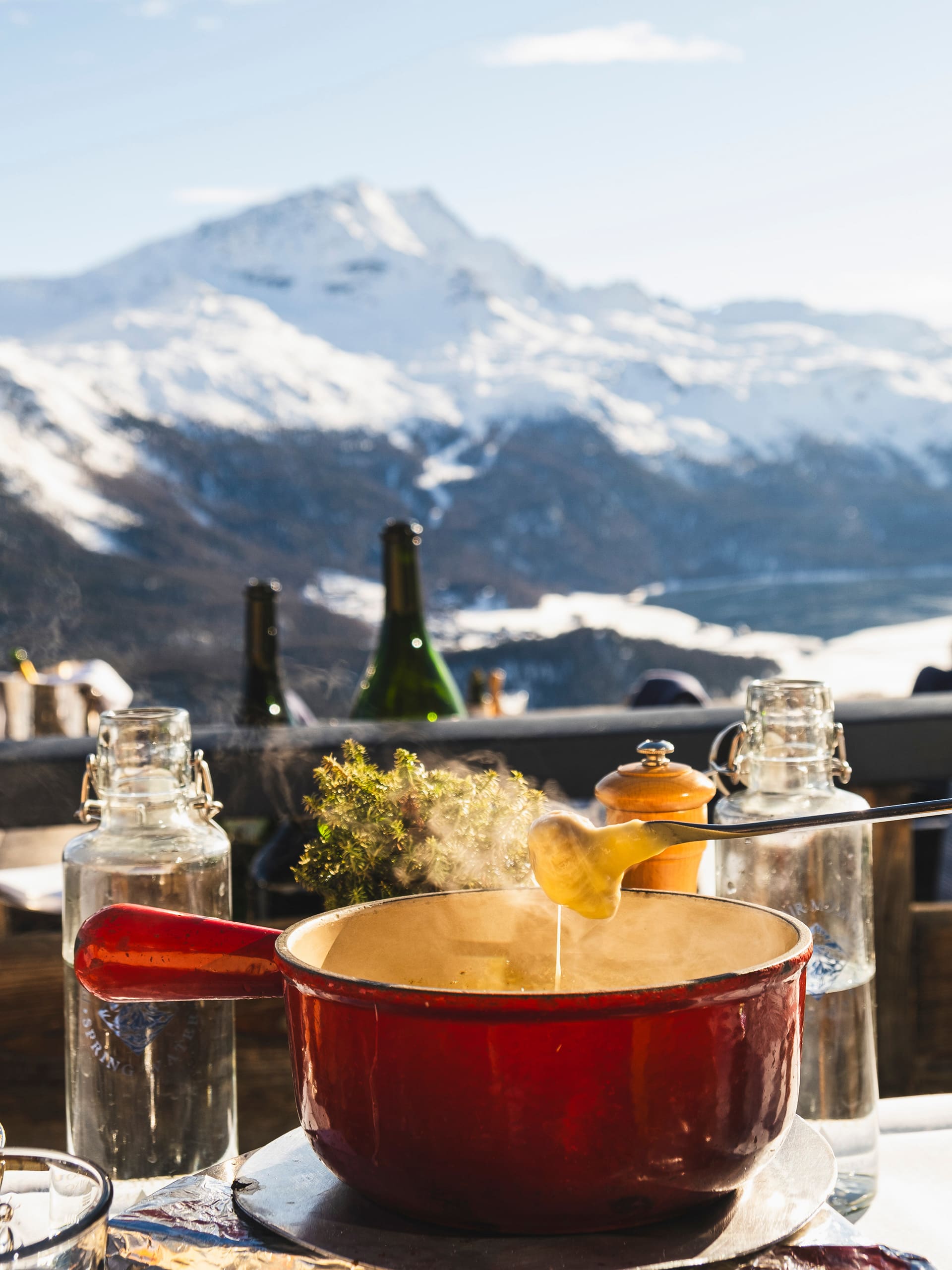 Badrutts Palace Food And Beverage Restaurants Clubs Paradiso Mountain Club Exterior Mountain Cheese Fondue