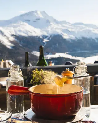 Badrutts Palace Food And Beverage Restaurants Clubs Paradiso Mountain Club Exterior Mountain Cheese Fondue