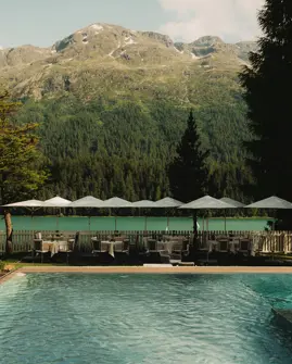 Badrutts Palace Food And Beverage A Perfect Day La Diala Summer Terrace Mountain View Pool